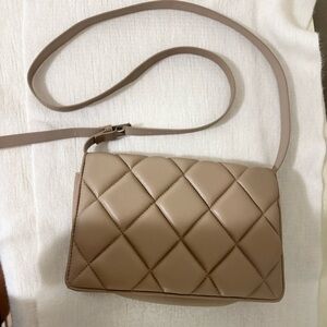 H & M Elegant Tan Quilted Crossbody Bag